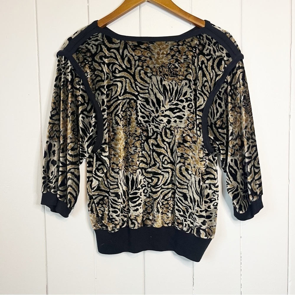 Vintage Velvety Abstract Animal Print Sweater.